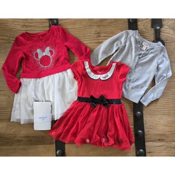 Girl's Red White and Gray Minnie Mouse Disney Bundle sz 2T - Picture 1 of 7